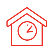 Home icon with a clock